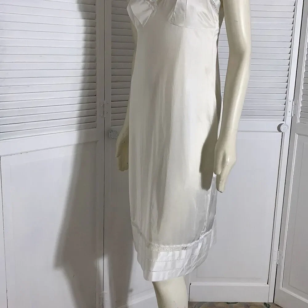 Vintage Lorraine Size 36 Tall Made in USA 100% Antron III Nylon White Full Slip - Picture 12 of 15